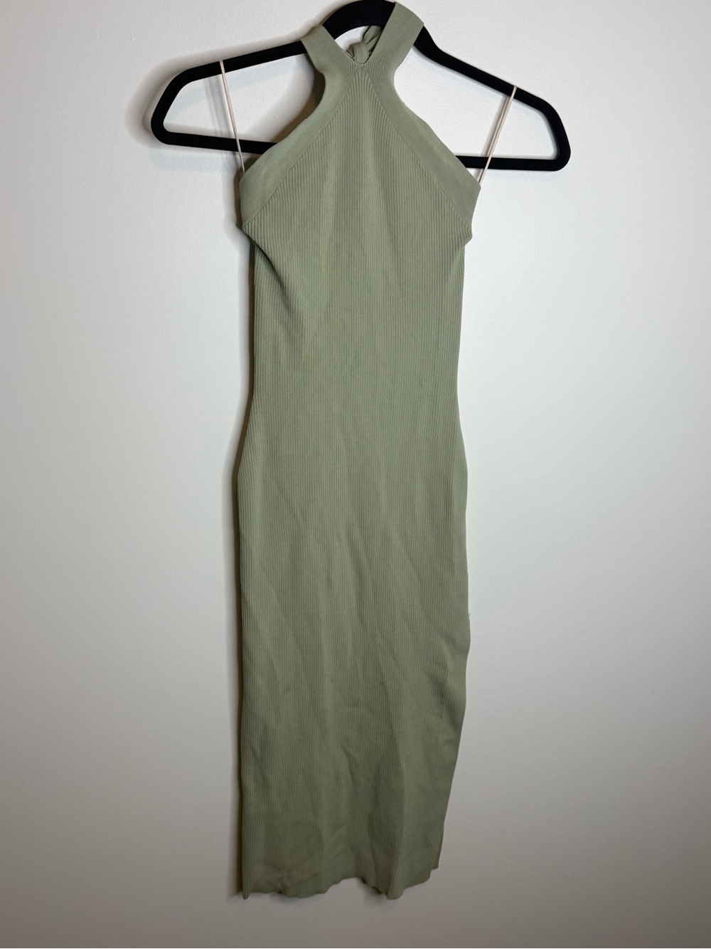 Wilfred Olive Green Halter Midi Dress aritzia size xs ribbed